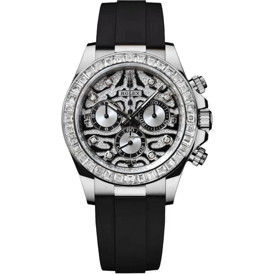 Rolex Daytona 'Arcoíris' MZ SUPER CLONE Oro Rosa Esfera Negra Bisel de Zafiro