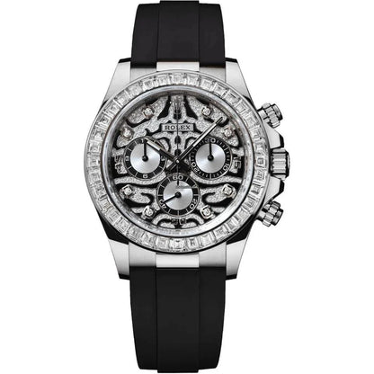 Rolex Daytona 'Arcoíris' MZ SUPER CLONE Oro Rosa Esfera Negra Bisel de Zafiro