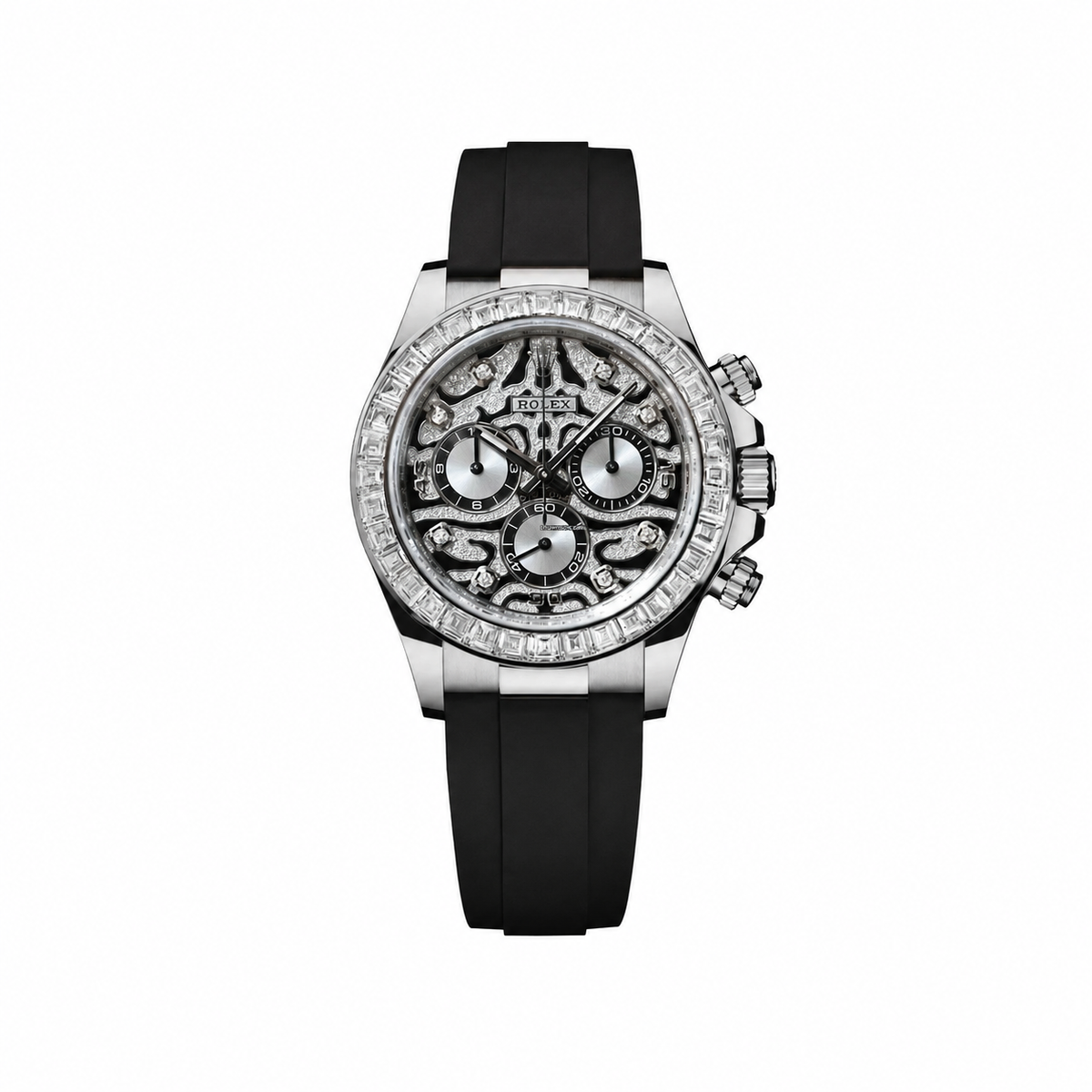 Rolex Daytona 'Arcoíris' MZ SUPER CLONE Oro Rosa Esfera Negra Bisel de Zafiro