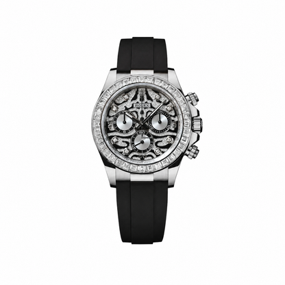 Rolex Daytona 'Arcoíris' MZ SUPER CLONE Oro Rosa Esfera Negra Bisel de Zafiro