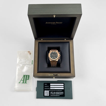 Audemars Piguet Royal Oak Super Clone 26240OR.OO.1320OR.04 Chronograph '50th Anniversary' Rose Gold Khaki Green Dial (2022) Swiss 3285 Movement