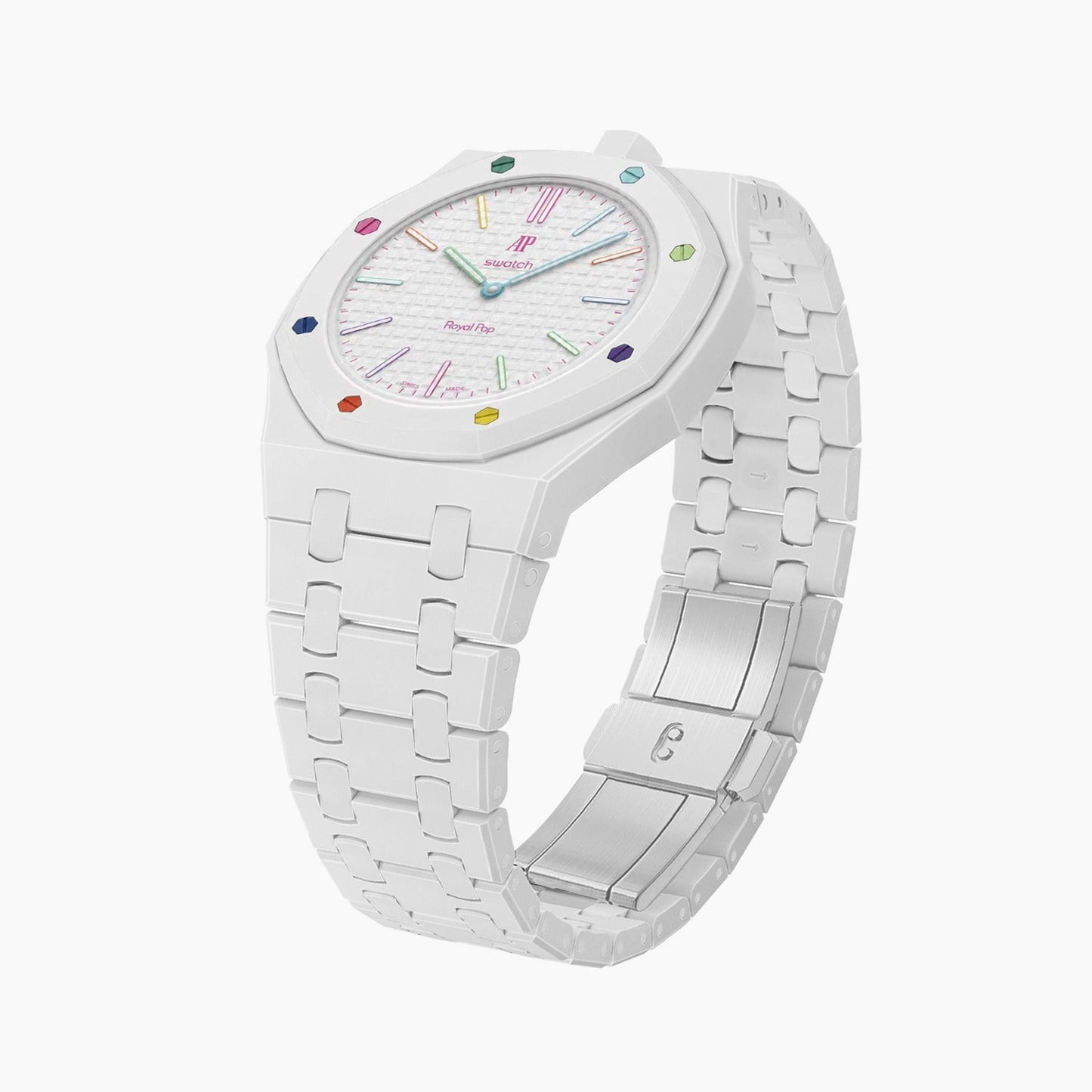 Audemars Piguet x Swatch Royal Pop "HUIT BLANC" 40 mm + Ceramic Case-Strap